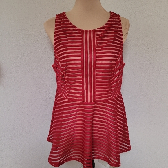 Torrid Knit Shadow Striped Peplum Top - Picture 2 of 6